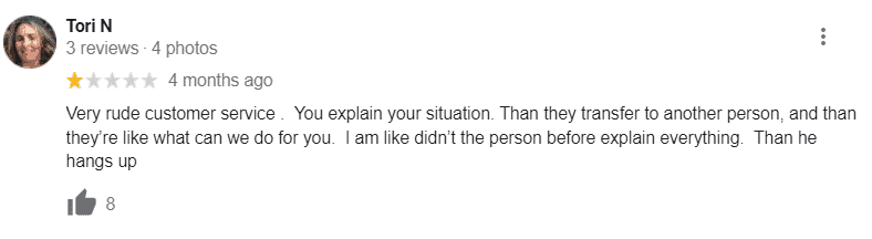 Turbo Debt Recovery Review detailing an account of how the company's representatives were rude and unwilling to work with her